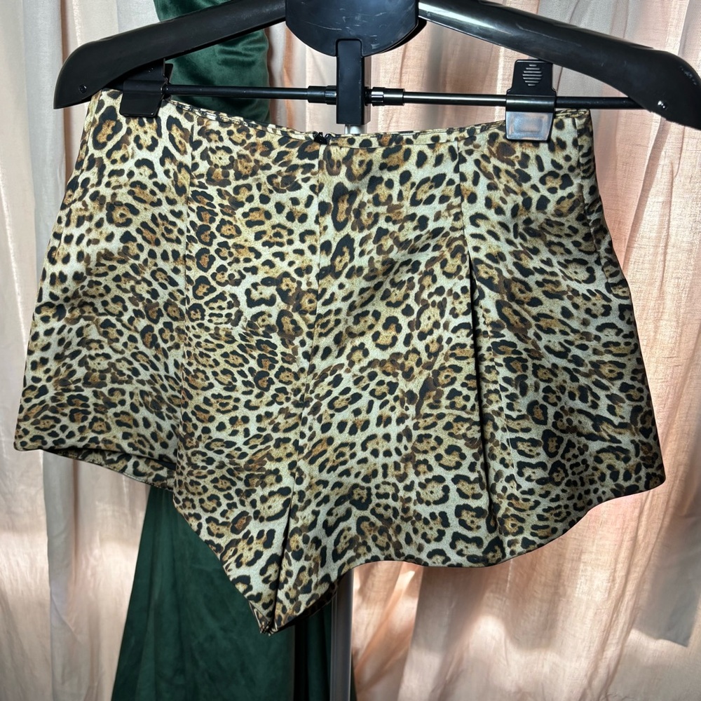 Zara Leopard Print High Waist Shorts - Brown & Black